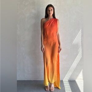 Baobab Collection Orange to Yellow Ombre One-Shoulder Maxi Dress